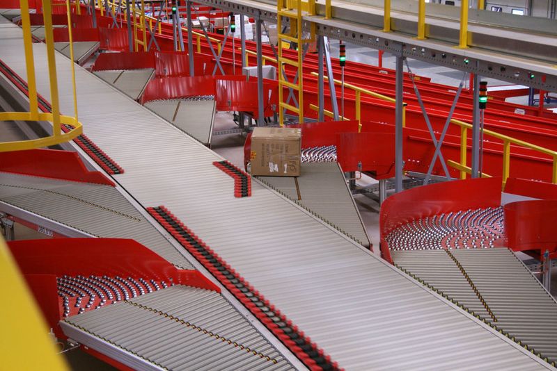 Der modulare HC Sorter von Vanriet sortiert die Pakete am neuen Betriebsstandort von DHL Express in Hannover. (Vanriet)