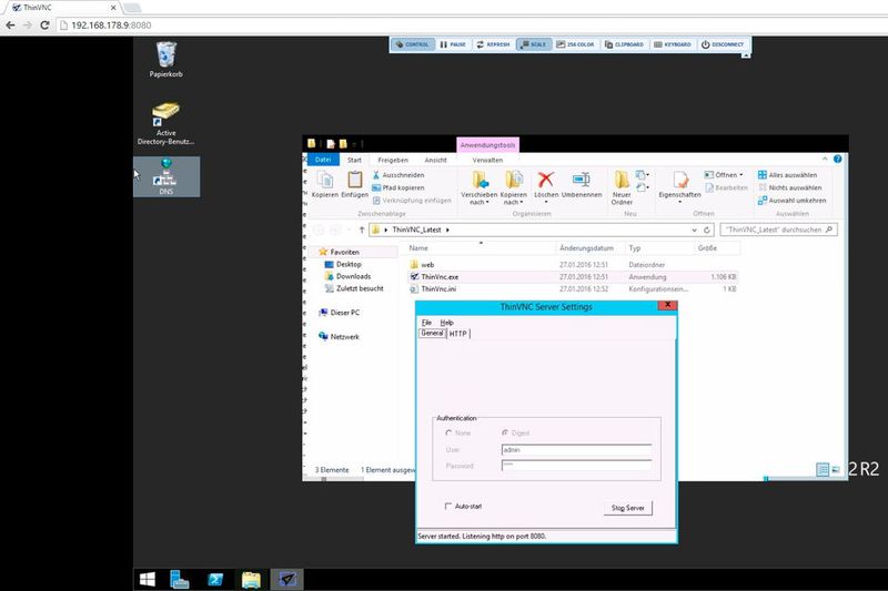 Sobald der Zugriff erfolgt ist, kann der jeweilige Server über den Browser ferngesteuert werden. (Bild: Joos)
