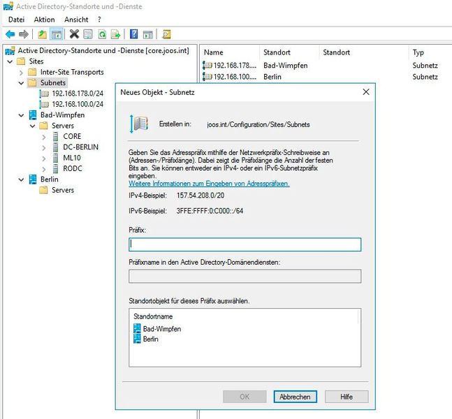 Subnetze und Standorte steuern die AD-Replikation. (Bild: Joos / Microsoft)