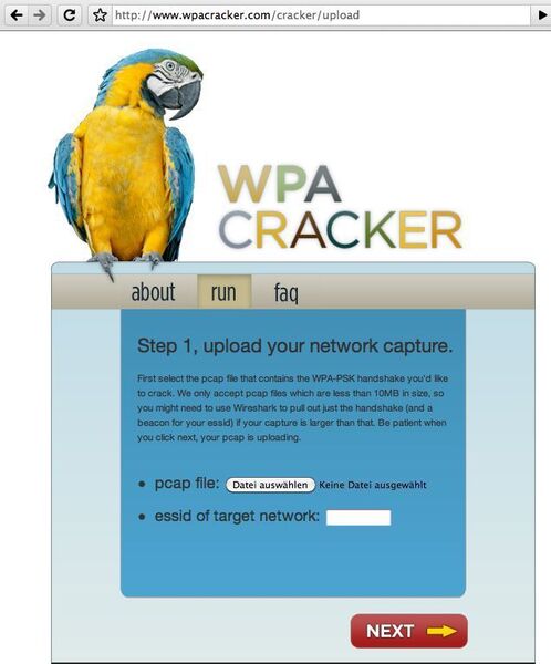 Durch einen einfachen Upload des mitgeschnittenen WPA Handshake kann das Cracking in der Cloud beginnen. (Archiv: Vogel Business Media)