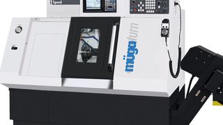 Die müga-turn iSpeed ist mit 2 NC-Achsen ausgestattet und auch als idealer Ersatz für Kurvenautomaten konzipiert. (müga)