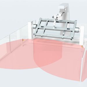 Das 3D-Sicherheits-Radarsystem LBK sichert den gefährlichen Arbeitsbereich von Maschinen gegen Zutritt und Anwesenheit von Personen ab – auch bei Schmutz, Schweißfunken, Sägespänen oder Feuchtigkeit. (Bild:  Leuze)