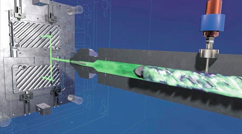 Beim MuCell-Verfahren werden durch das Einbringen von Treibmittel in die Kunststoffschmelze mikrozellulare Strukturen gebildet, die das Bauteil leichter und formstabiler machen. (Bild: Pöppelmann)