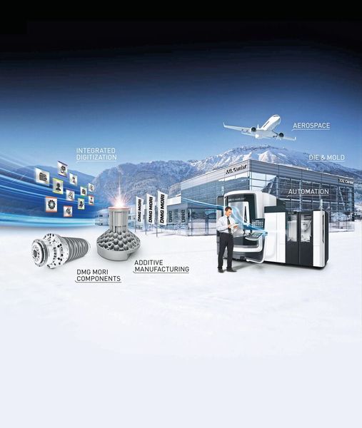 Mit 70 Hightech-Maschinen, zwei Weltpremieren sowie den zukunftsorientierten Fokusthemen steht die kommende Hausausstellung bei Deckel Maho Pfronten ganz im Zeichen integrierter Fertigungslösungen für ganzheitliche Prozesse. (DMG Mori)