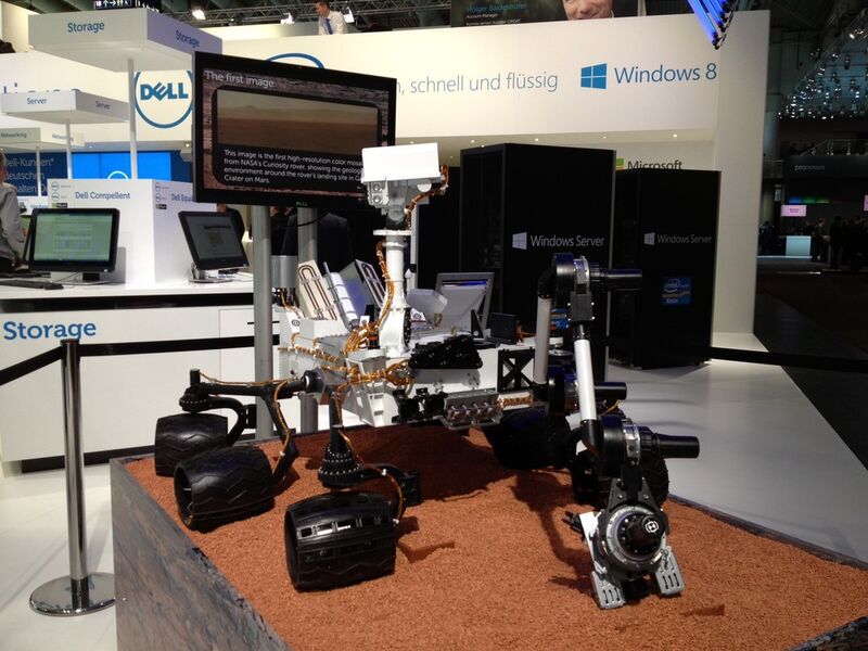 Ein 1:3-Modell des Mars-Roboters Curiosity, der derzeit den Roten Planeten erkundet, präsentiert Dell in Halle 2, Stand B42. (Bild: SDC)