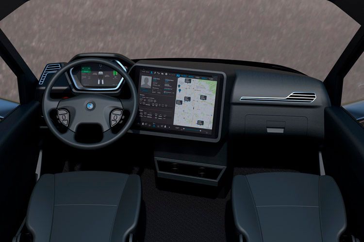Wie es sich für einen Laster der Zukunft gehört, bietet das Cockpit riesige Displays. (Nikola Motor Company)