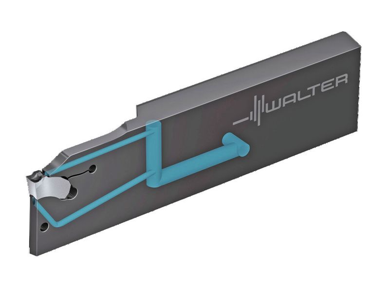 Die neuen Stechklingen der Baureihe G2042 aus dem Walter-Cut-System erhielten eine zweifache Innenkühlung, die präzise auf die Frei- und die Spanfläche trifft. (Bild: Walter)