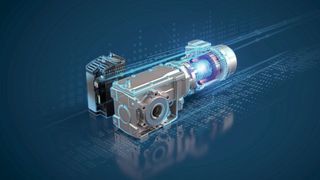 Siemens erweitert sein Simogear-Portfolio um ein Synchronreluktanz-
Antriebssystem bestehend aus Simogear Standardgetriebe, Simotics Reluktanzmotor und Sinamics-Frequenzumrichter zur Drehzahlregelung. (Siemens )