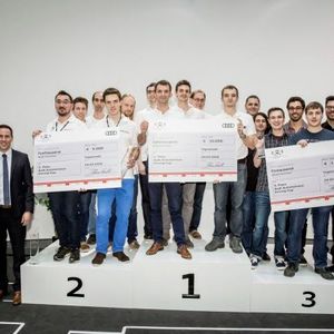 Impressionen vom Audi Autonomous Driving Cup 2016: Den ersten Platz belegte das Team FAUtonOHM von der Friedrich-Alexander-Universität Erlangen-Nürnberg und der Technischen Hochschule Nürnberg Georg Simon Ohm vor dem Team KACADU des Forschungszentrums Informatik Karlsruhe und dem Team MomenTUM der Technischen Universität München.