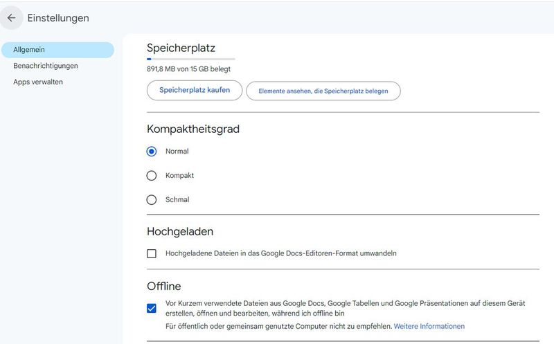 Aktivieren der Offline-Verwendung in Google Docs. (Bild: Joos - Google)
