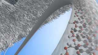 Eine Beschichtung aus mikrostrukturierter Zellulose - wie der dargestellten Schicht mit Linienraster - könnte Implantate verträglicher machen. (Ausschnitt) (Illustration: Ben John Newton)