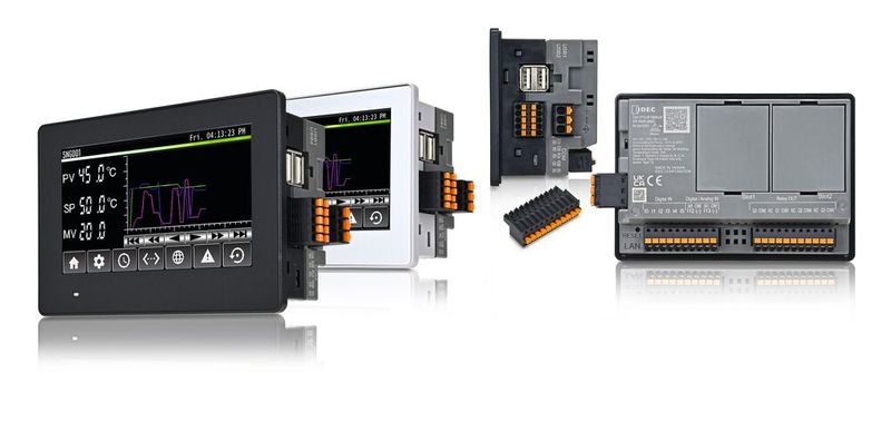 Die Serie FT1J ist wahlweise mit schwarzem oder silbernem Gehäuse erhältlich und bietet zahlreiche Anschlüsse für analogen und digitalen Input und Output.  (Bild: APEM/IDEC)