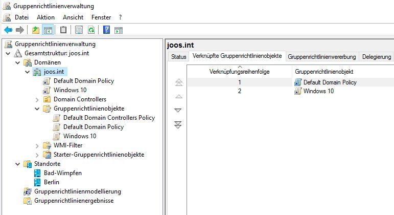 Auf der Registerkarte „Verknüpfte Gruppenrichtlinienobjekte“ ist in der Gruppenrichtlinienverwaltung zu sehen, ob Richtlinien verknüpft sind, und wenn ja in welcher Reihenfolge diese angewendet werden. Hier sollte dann überprüft werden, ob unter Umständen eine Gruppenrichtlinie die Einstellung einer anderen überschreibt. (Thomas Joos)