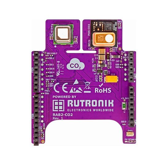 Adapterboard RAB2 von Rutronik: integriert CO2-Sensoren von Infineon und Sensirion. Adapterboard RAB2 von Rutronik: integriert CO2-Sensoren von Infineon und Sensirion.