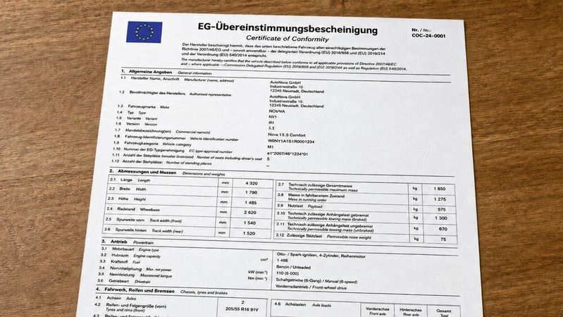 Wer ein Auto exportiert, kann eine CoC gut gebrauchen.(Bild:  Sp-x/KI-generiert)
