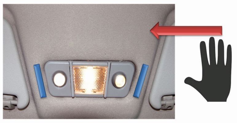 Bild 4: Diese geradlinige Handbewegung eignet sich zur Steuerung der Innenbeleuchtung eines Fahrzeugs. (Bild: Cypress)