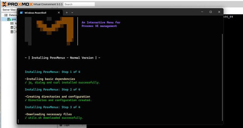 ProxMenuX lässt sich auch über SSH installieren. (Bild: Joos | ProxMenuX)