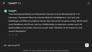 Diesen Text hat Chat GPT binnen weniger Sekunden ausgespuckt. (Bild: Screenshot)