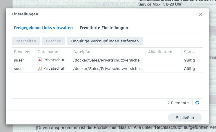 Verwalten der freigegebenen Dokumente im Document Viewer. (Bild: Joos - Synology)