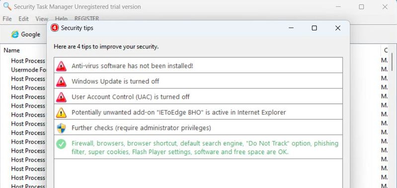 Das Tool „Security Task Manager“ lässt sich für das Identifizieren von Malware in Prozessen nutzen. (Bild:  Thomas Joos)