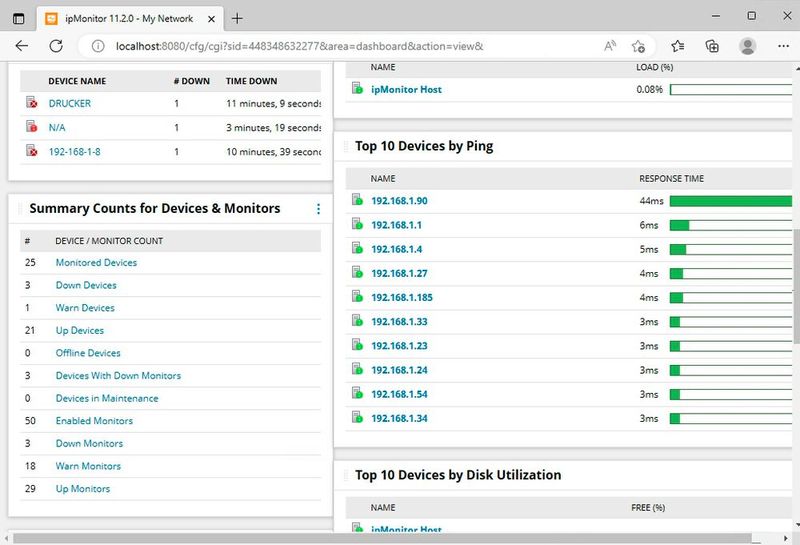 Im ipMonitor sind die einzelnen Geräte zu finden. Mit einem Klick können die Details zu den Geräten angezeigt werden. (Bild: Joos - SolarWinds)