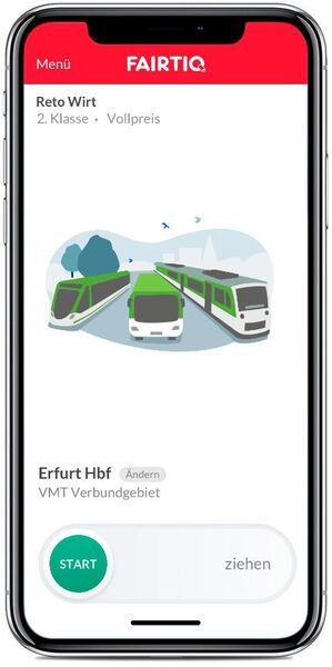 Das Projekt der Verkehrsgemeinschaft Mittelthüringen GmbH, Erfurt (Thüringen), soll eine unkomplizierte und intuitive Mobilität im öffentlichen Nahverkehr immer zum günstigsten verfügbaren Preis ermöglichen.  (Verkehrsgemeinschaft Mittelthüringen)