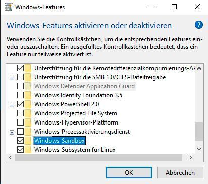 Die Installation der Windows-Sandbox erfolgt über die optionalen Features in Windows 10. (Joos)