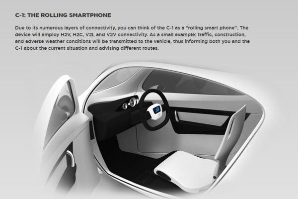 Das C1 von Lit Motors: zwei Gyroskope sorgen dafür, dass der elektrische Zweiradkabinenroller nicht umfallen kann - auch nicht bei einem Unfall (Lit Motors)