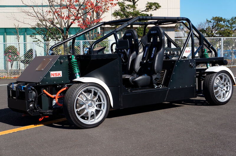 Das Demonstrationsfahrzeug beweist die Leistungsfähigkeit des neu entwickelten Radnaben-Getriebemotors. (NSK Deutschland)