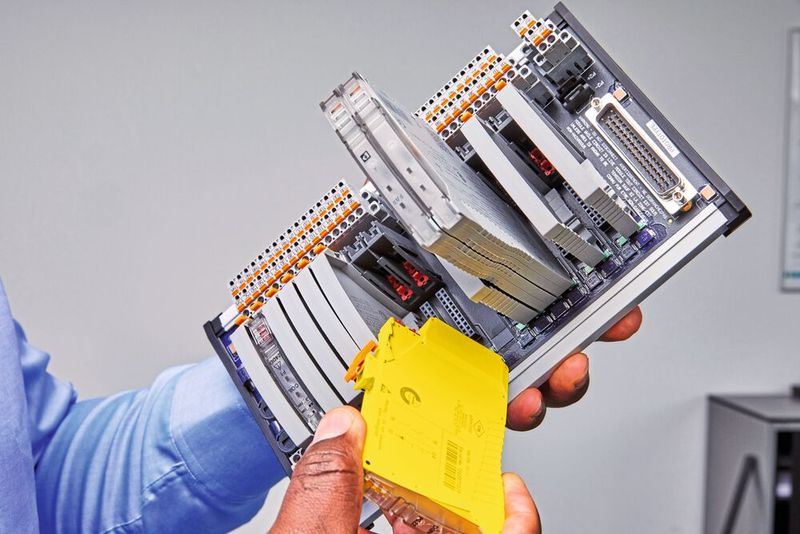 Das System VIP I/O-Marshalling setzt sich aus dem Basiselement, IOA-Funktionsmodulen und dem Systemverkabelungsanschluss zusammen. (Bild: Phoenix Contact)