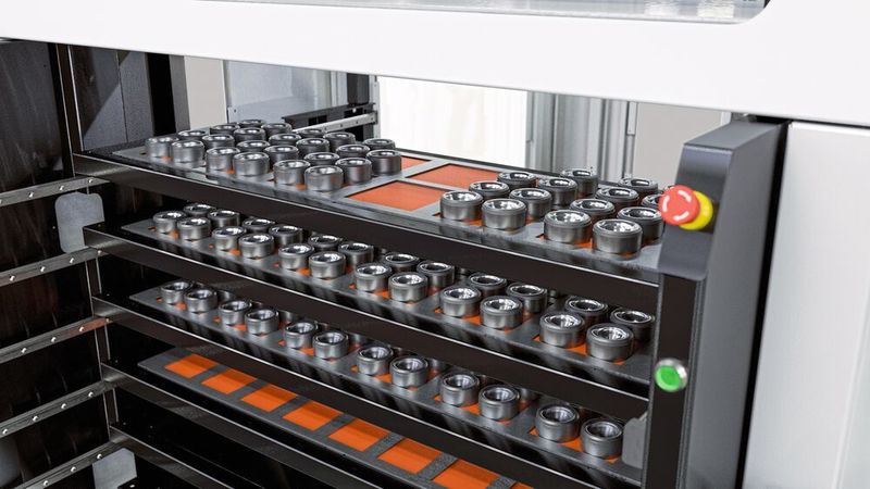 Plateaux de rangement des pièces à usiner sur le STUDER roboLoad. (Studer)