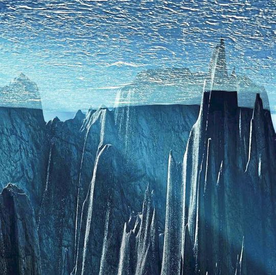 Künstlerische Darstellung der Perspektive aus dem inneren des glazialen Ozeans, mit Blick von unten Richtung Island und den Färöer-Inseln ... Künstlerische Darstellung der Perspektive aus dem inneren des glazialen Ozeans, mit Blick von unten Richtung Island und den Färöer-Inseln ...
