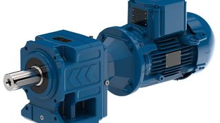 Das Bild zeigt einen ex-geschützten Getriebemotor bestehend aus Watt-Stirnradgetriebe und angekuppeltem W22X-Motor. (Bild: WEG)