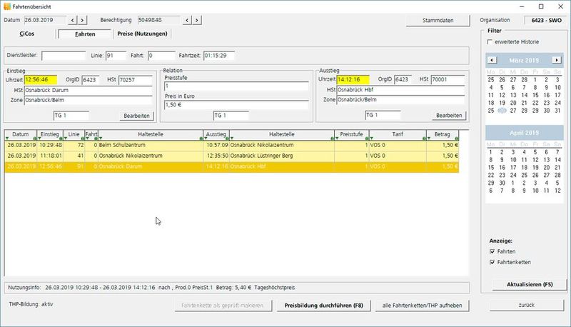 Digitale Fahrtenübersicht (©HighQ)