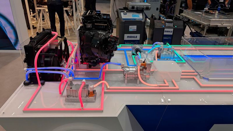 Wie aufwendig das Thermomanagement bei Elektroautos aufgebaut ist, konnten die Besucher bei Mahle erfahren – und auch, welche Umsatzpotenziale hier schlummern. (Bild: Rosenow – VCG)