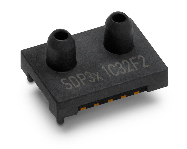 Der digitale Differenzdrucksensor SDP3x misst gerade mal 5 x 8 x 5 mm und eignet sich damit für Anwendungen … (Bild: Sensirion)