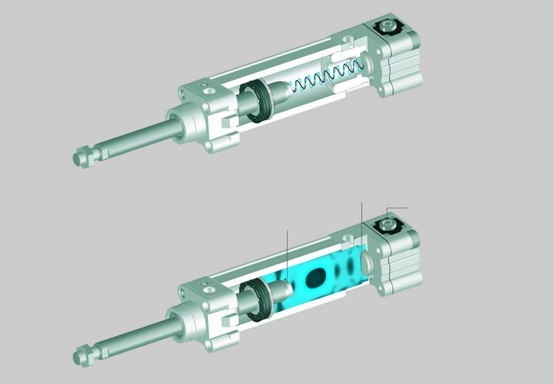 Bild 2: Elektromagnische Wellen werden in den Zylinder eingestrahlt und am Kolben reflektiert. Aus den empfangenen und eingekoppelten Signalen resultiert die Kolbenposition. a Prinzip, b Simulation (Archiv: Vogel Business Media)
