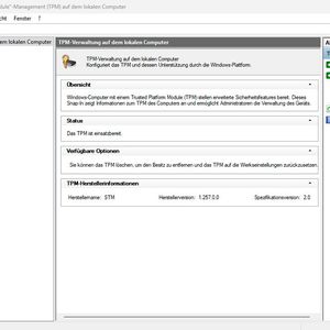 Die Geräteverschlüsselung in Windows 10 und Windows 11 benötigt ein eingerichtetes TPM-Modul. Die Funktion kann in Windows überprüft werden.(Bild:  Joos)