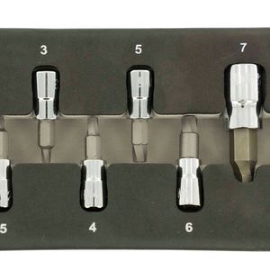 Das achteilige Set hat Aufsätze für Innensechskantköpfe von 2 bis 8 mm und kostet 39,95 netto.(Bild:  Mawek)