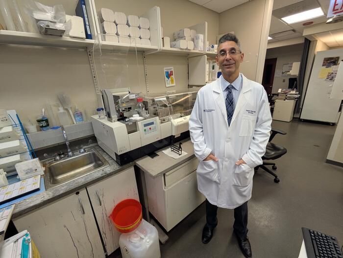 Dr. Pedram Gerami in Northwestern's dermapathology lab (Source: Ben Schamisso / Northwestern University)