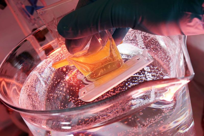 In einem Labor am Zentrum für Energie und Umweltchemie der Universität Jena werden Redox-Polymere gereinigt. (Bild: Jan-Peter Kasper/ Universität Jena)