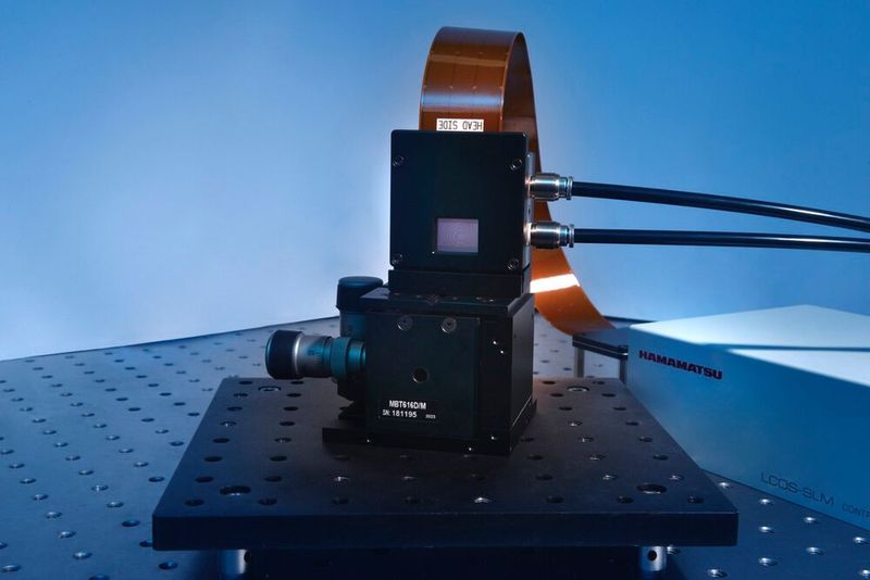 Mit der aktuell im Aufbau befindlichen Anlage lassen sich mithilfe von LCoS-SLMs (Liquid Crystal on Silicon – Spatial Light Modulators) durch gezielte Krümmung der Phasenfront des Laserstrahls quasi beliebige Strahlprofile (Beispiel Aufmacherfoto) im LPBF-Prozess erzeugen. (Bild: Fraunhofer-ILT)