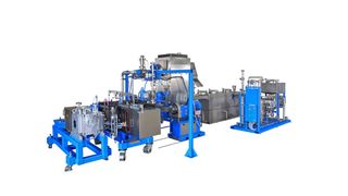 BKG-Gesamtgranuliersystem für die PET-Granulatherstellung mit Schmelzefilter von Kreyenborg und Witte-Boosterpumpe.  (Bild: Kreyenborg)