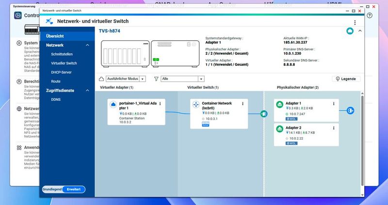 Die richtige Netzwerkkonfiguration für einen QNAP-Cluster ist nicht kompliziert. Es sind zwei Netzwerkschnittstellen notwendig. (Bild: Joos – QNAP)