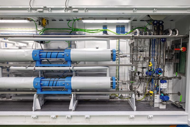 Plug-and-play solution in the container: Hiperbaric’s hydrogen compression technology connects compressor units in series. Reliable pressure measurement is crucial in the compression process. (Source:Hiperbaric)