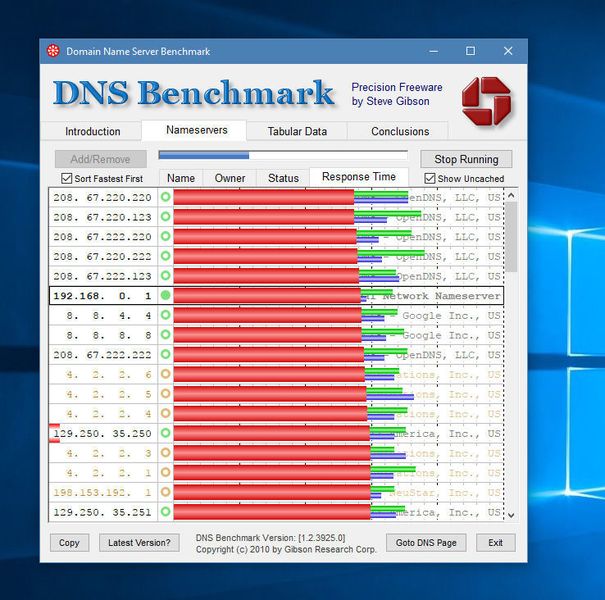 Wie gut funktioniert meine DNS-Infrastruktur? Die freie Software DNS-Benchmark (https://www.grc.com/dns/benchmark.htm) hilft und zeigt dem Administrator viele nützliche Informationen. (Schlede, Bär / grc.com / Steve Gibson)