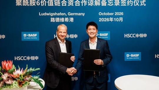 Dr. Markus Kamieth, Vorsitzender des Vorstands der BASF SE, und Chen Zhong, President und CEO Highsun Holding Group. (Bild:  BASF)