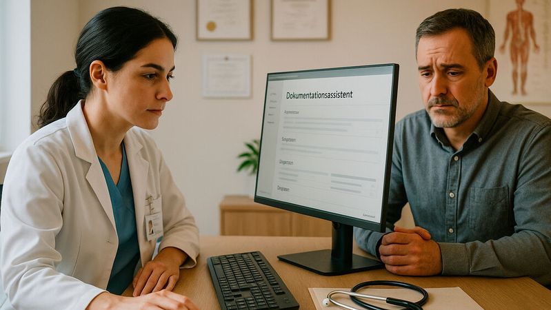 Ärztinnen und Ärzte nutzen häufiger KI als ihre medizinischen Fachangestellten.(Bild:  Dall-E / KI-generiert)