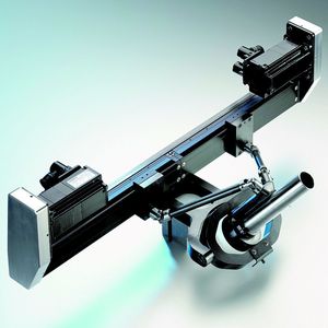 Bild 2: Der Schneidkopf setzt die Bewegung zweier Linear-Stellantriebe über Kardanringe und das Kardan-Universalgelenk in eine horizontale 360°-Schwenkbewegung um. Bild: NUM