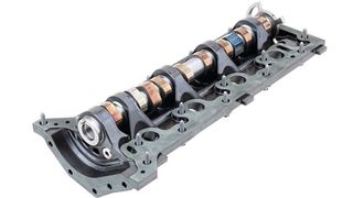 Eine monolithische Bauweise mit integrierten Lagern erleichtert die spätere Montage des neu entwickelten Nockenwellenmoduls aus Kunststoff.  (Fraunhofer-ICT)